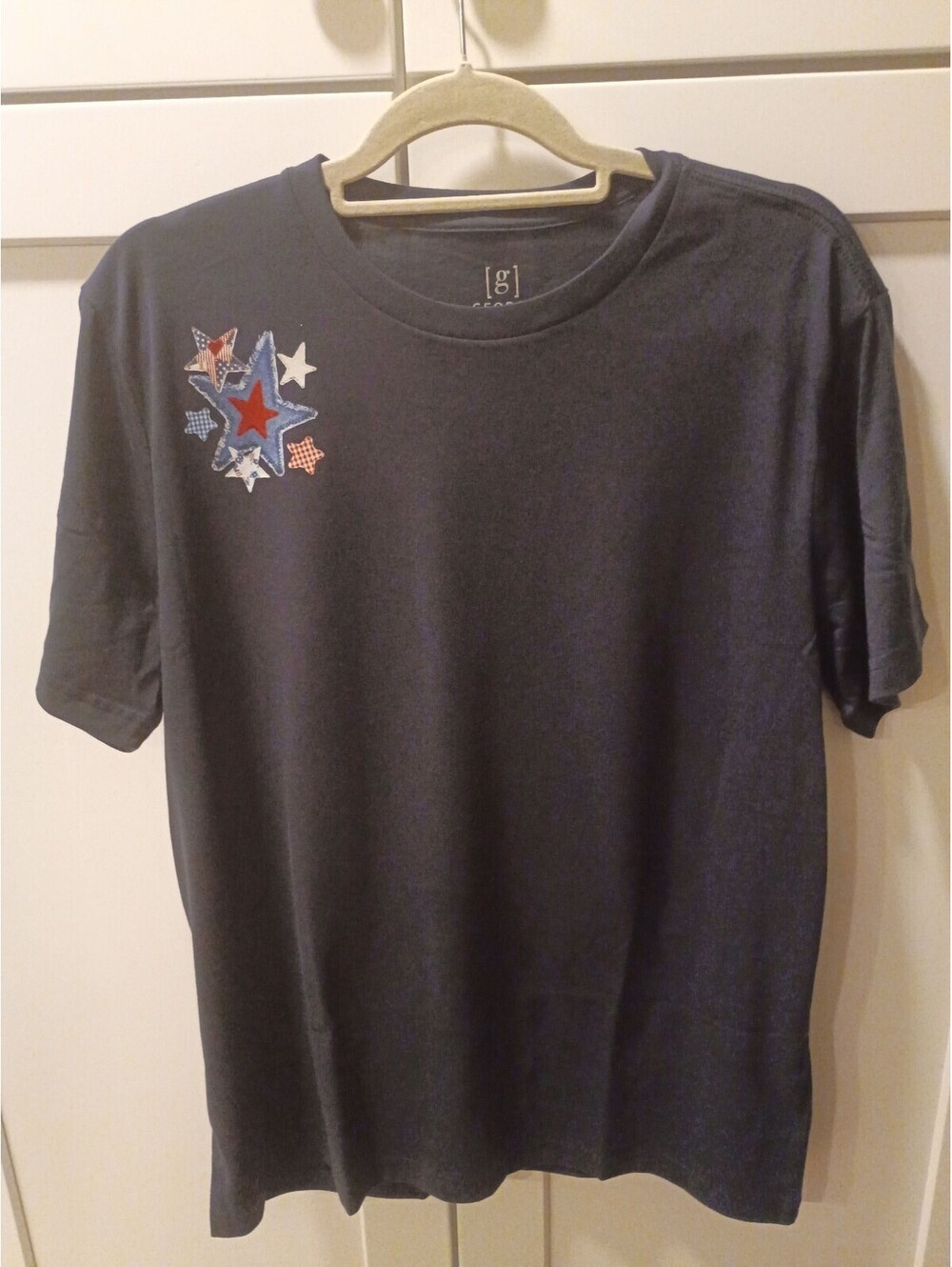 Unisex Navy T-Shirt with Patriotic Star and Flag Design